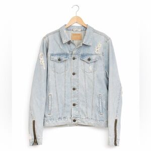 Carbon Brooklyn Distressed Denim Jacket Women’s Large Blue Ripped Streetwear